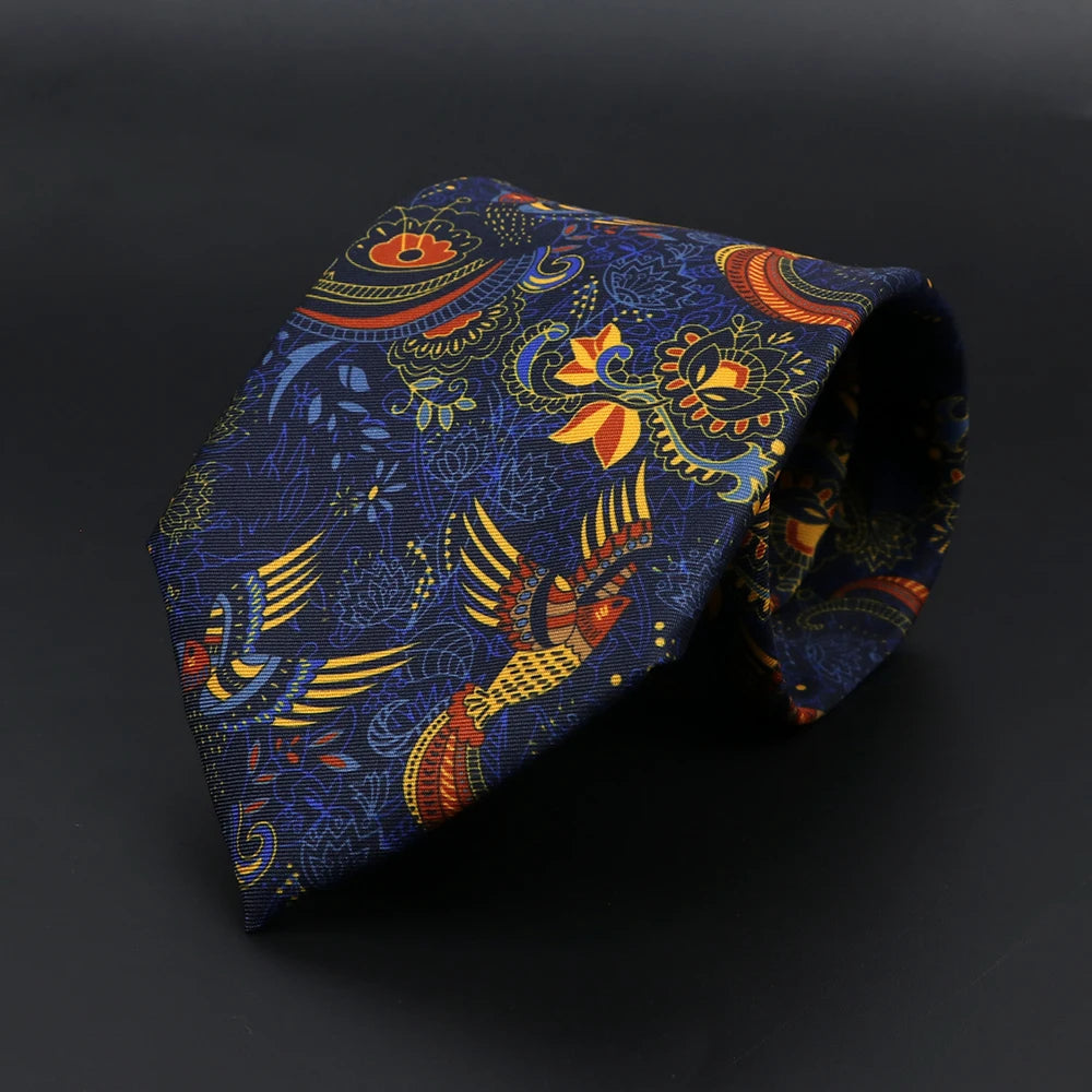 Vintage Men's Tie Geometry Paisley Khaki Blue Necktie Soft Chic Bohemian Print 9cm Ties For Men Wedding Business Daily Accessory