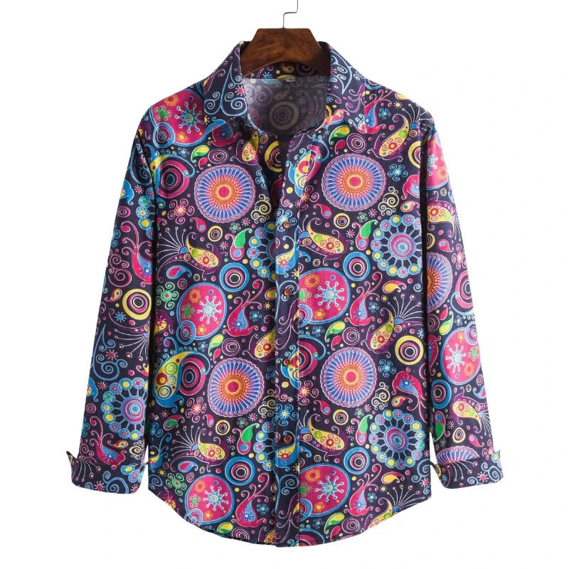 Men's shirt pattern shirt 3D printed shirt outdoor street long sleeved V-neck clothing fashion designer casual and comfortable