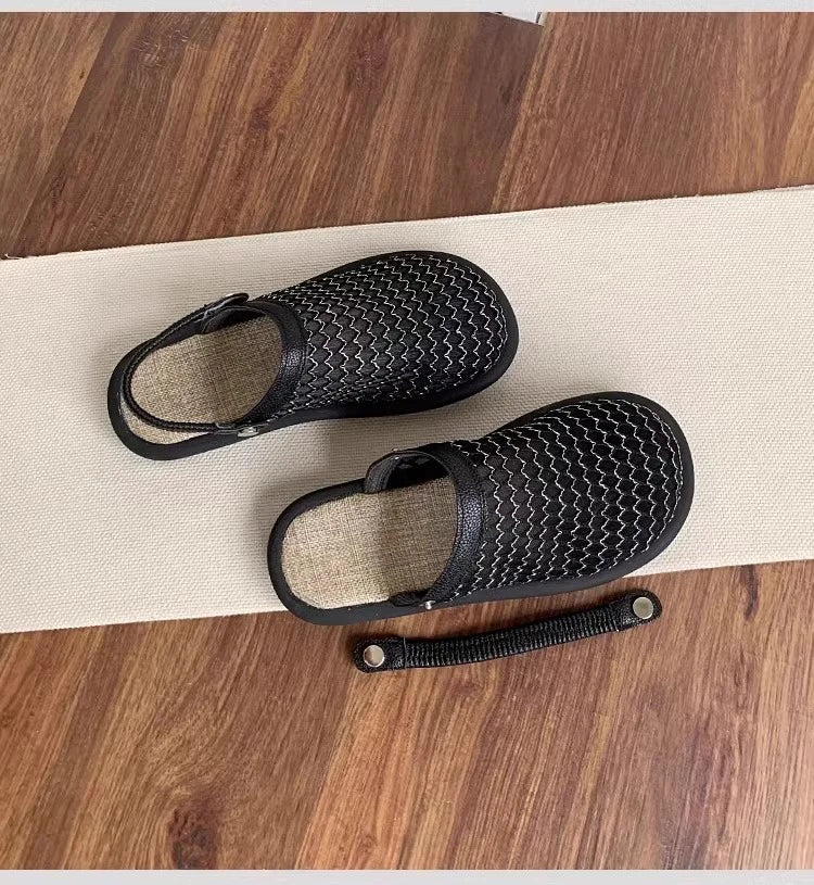 Women's Slippers 2026 Spring and Autumn Fashion Casual Round Head Baotou Thin Bottom Breathable Mesh Home Indoor Slippers