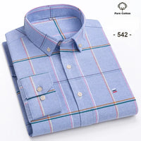 New in shirt Plus size 7xl 100%cotton Oxford long-sleeve shirts for man slim fit formal plain shirt plaid office elegant clothes