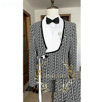 Fashionable Plaid Men's Suit 2 Piece Formal Party Suit for Male Wedding Groom Tuxedo Double Breasted Jacket Pants