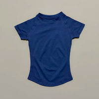 HISTELLO Sport Short Sleeve Top Women Gym Yoga Top Workout Clothes Sports T Shirt Fitness Activewear Running Tight Tops