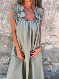 V-neck Solid Color Short Sleeved Lace Up Women's Dress High Street Fashion Elegant Commuting Style Summer Dresses