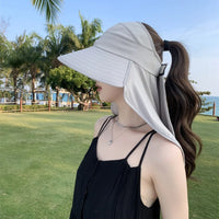 Fashion Summer Women Sun Hat Empty Top 50+ UPF Wide Brim Bucket Hat UV Protection Fishing Cycling Neck Cover Cap Ladies/Girls