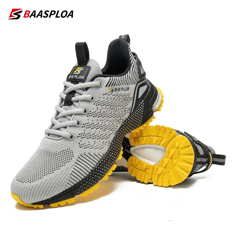 Baasploa Men Professional Running Shoes Breathable Training Shoes Lightweight Sneakers Non-Slip Track Tennis Walking Sport Shoe