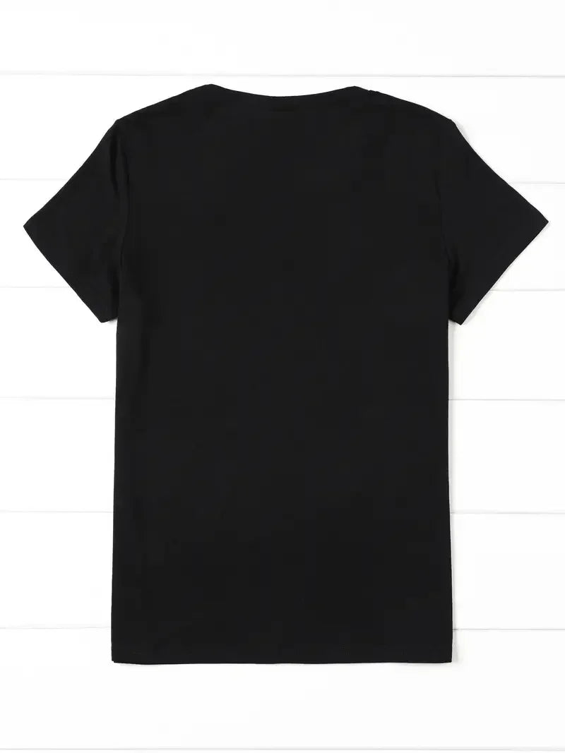 Streetwear 90s Women'S Casual Graphic T-Shirt  "Dramatic" Print with Wine Print Short Sleeve T Shirt Clothing Top Tee
