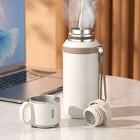 Stainless Steel Thermos Cup 600ml 24h Insulation Insulated Water Bottle with Cup Portable Handheld Tumbler for Camping Hiking