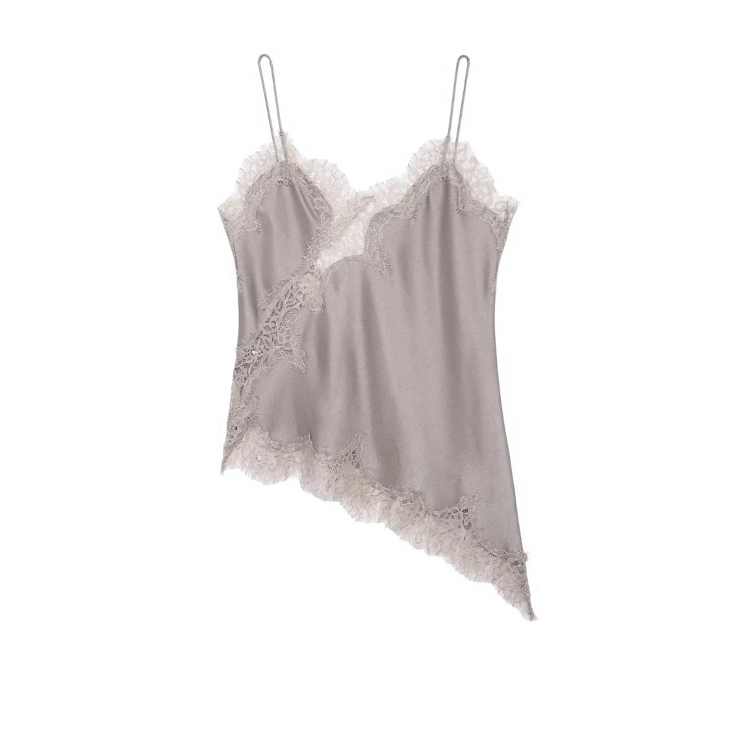 Sexy Lace Sling Tops Women's Hollow Out Sleeveless Backless Asymmetrical Hem Top 2026 Summer New Lady Fashion Short Tops
