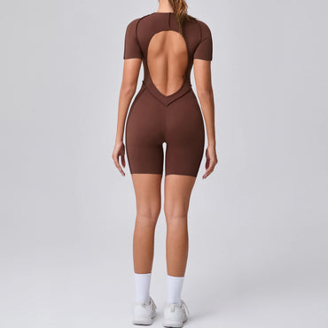 Short Jumpsuit Gym Clothes For Women Sportswear Fitness Overalls Backless Scrunch Booty Yoga Suit Sports Set Outfit
