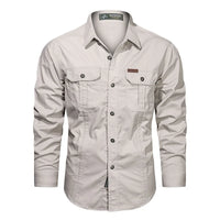 2023 New Mens Military Shirt Men Short Sleeve Cargo Shirts 100% Cotton Casual Solid Shirt Male Pocket Work Shirt