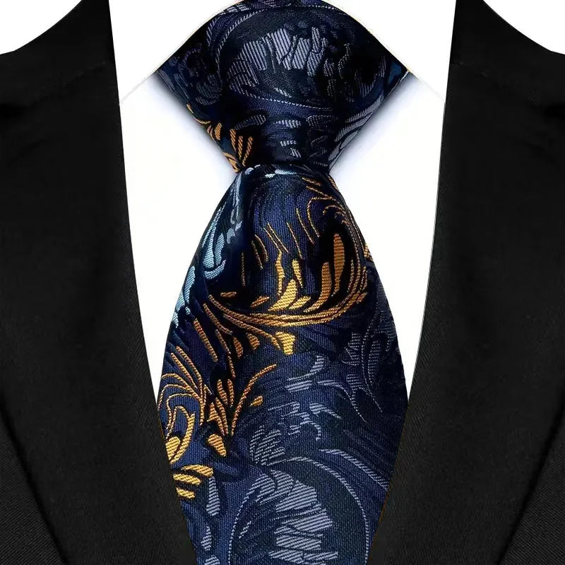 Luxury 8CM Mens Necktie Brown Orange Color Dot Stripes Ties For Man Groom Jacquard Woven Neck Tie For Business Wedding Party