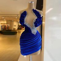 Velour Evening Dresses 2023 Women V-Neck Strapless Mermaid Prom Gowns Elegant Beading Custom Blue Party Dress Robes De Soiree