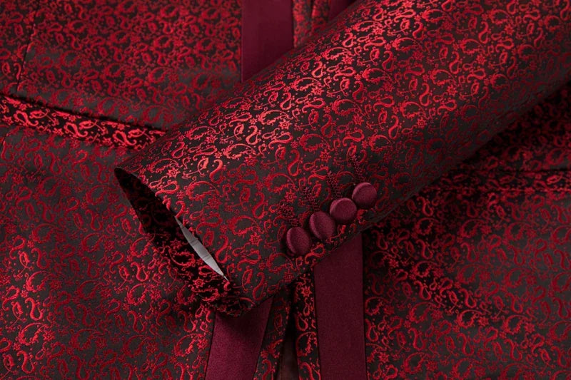 2025 New Wedding Host Performance Men's Suit Dress Three-piece Botanical Floral Pattern  Blazer  for Men with Pants and Vest