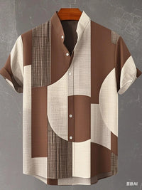 Chemise à manches longues et col montant pour homme, nouvelle collection printemps-automne, imprimée en 3D, rayures irrégulières