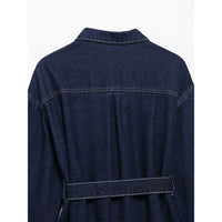 DUOPERI Women Fashion 2 Pieces Sets With Belt Denim  Jackets & Vintage Front Zipper Jeans Trousers Feamle Chic Lady Pants Sets