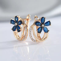 585 Rose Gold Earrings Spain Embossed Vintage Pattern Piercing Pendiente Micro CZ Zircons Light Luxury Party Summer Fine Jewelry