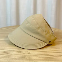 Summer Wide Brim Sunhat Women Foldable Adjustable Outdoor Beach Bucket Hat UV Protection Visors Fisherman Ponytail Caps