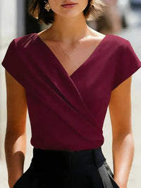 2026 Summer New Style for Women, Slim, Comfortable and Versatile Cross V-neck Short-sleeved Tops for Women