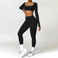 Summer 2PCS Yoga Suit Sports Set Women Quick-Dry Gym Set Women Tracksuit Running Workout Long Sleeve Sports Shirt Yoga Clothing