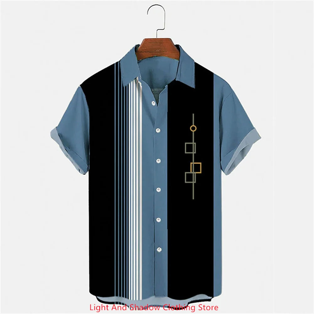 Men's button up shirt short sleeved sports fashion streetwear outdoor casual daily summer spring collar printed button up shirt