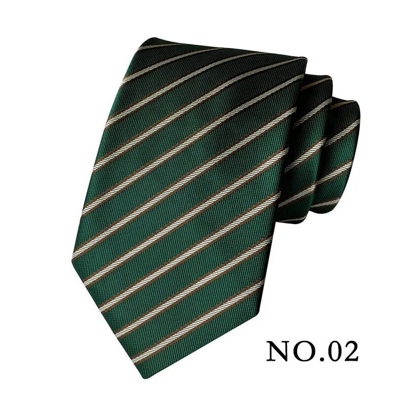 Fashion 8CM Mens Necktie Polka Dot Stripes Paisley Ties For Man Jacquard Woven Ascot Green Color Business Party Accessories