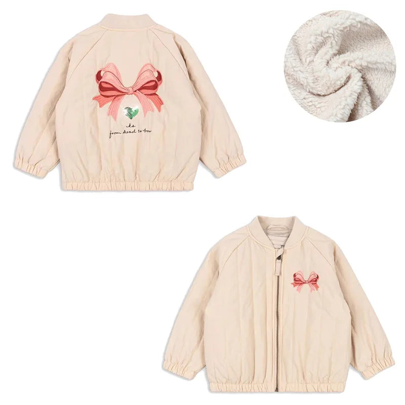 Children's coats for autumn and winter ks new collection Girls' embroidered sequined thickened wool jacket flight suit coat