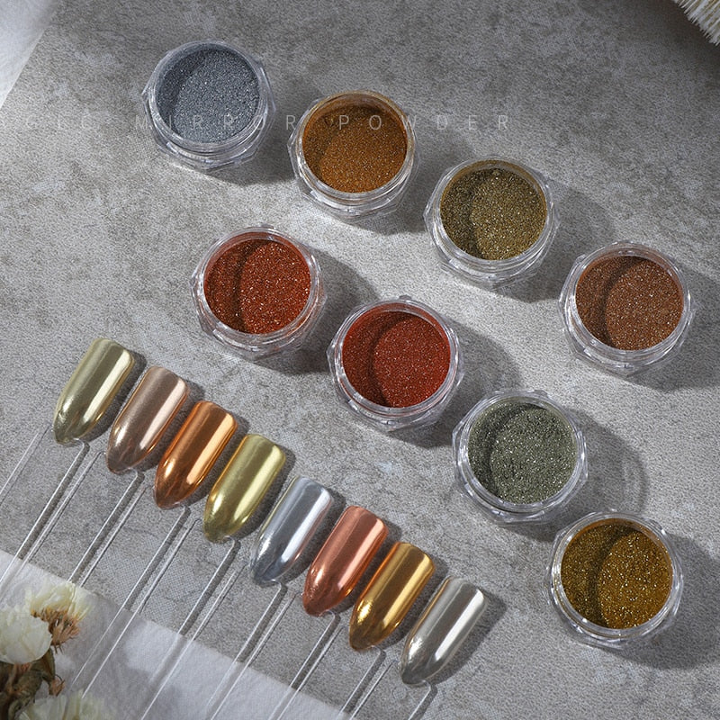Metallic Magic Mirror Colorful Chameleon Nail Glitter Powder Super Smooth Nail Art Dust Manicure DIY Nail Decorations