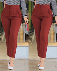 Women Pants High Waist Solid Pockets Pencil Pants Ankle Length Slim Fit Office Lady Zipper Flat Summer 2024 Slight Strech