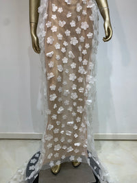 STOCK Women Sexy Strapless White Flower Crystal Long Dress 2024 Elegant Evening Club Party Dresses Stage Performance Clothing