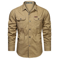 2023 New Mens Military Shirt Men Short Sleeve Cargo Shirts 100% Cotton Casual Solid Shirt Male Pocket Work Shirt