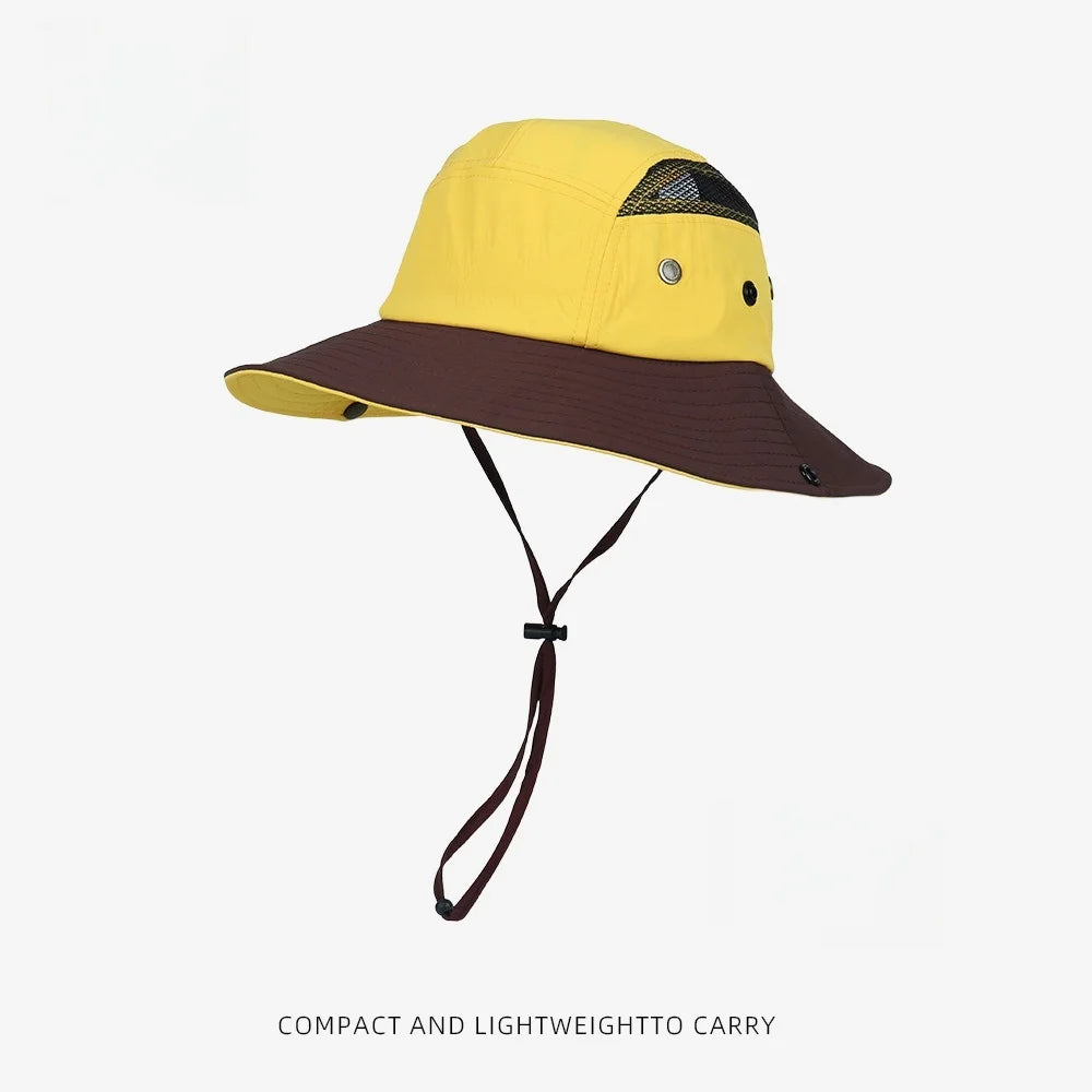 UPF50+ Waterproof Sun Hat Men Women Wide Brim Bucket Hat Quick Dry Breathable Boonie Hat Outdoor Fishing Hiking Safari Caps