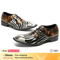 LUXURY MEN'S OXFORD SHOES BLACK MIX COLOR CASUAL DRESS MAN SHOES LACE UP POINTED TOE POLISH REAL LEATHER SHOES FOR MEN