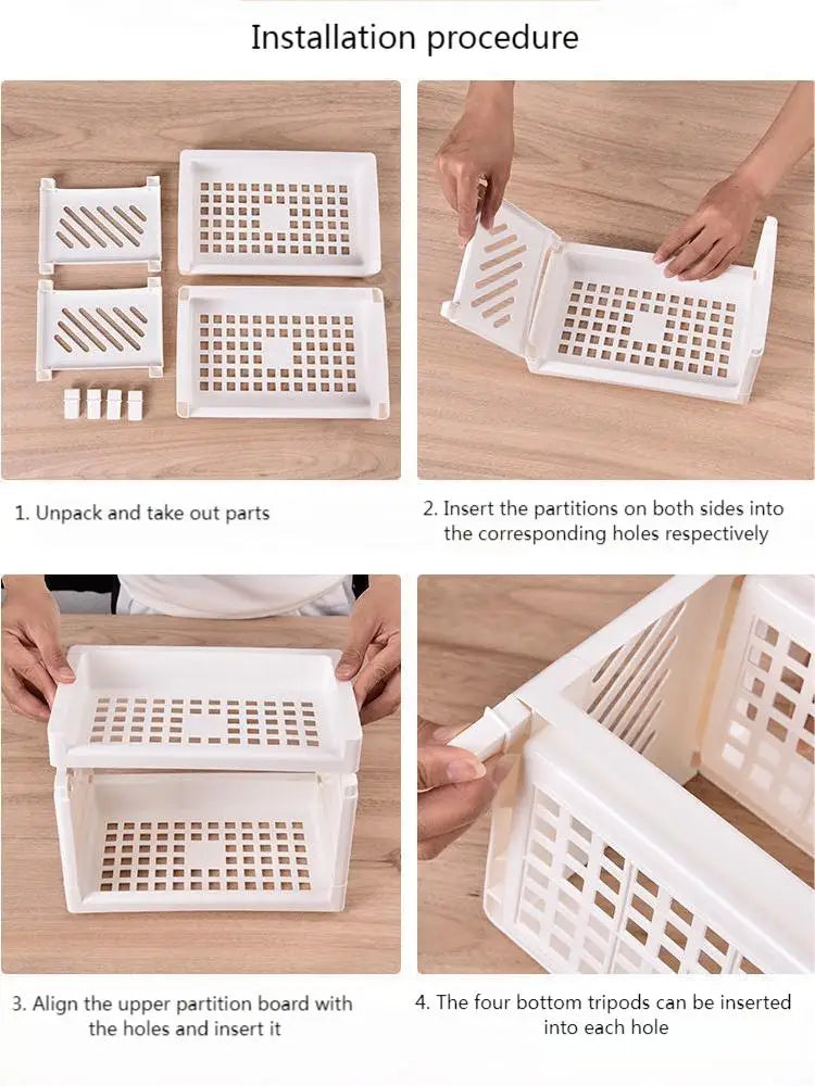 1PC PP Desktop Double Layer Storage Rack Rectangular White Organizing Student Desk Office Cosmetics Stationery