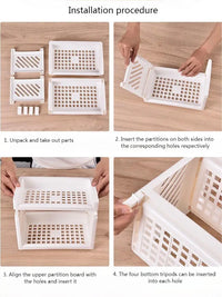 1PC PP Desktop Double Layer Storage Rack Rectangular White Organizing Student Desk Office Cosmetics Stationery