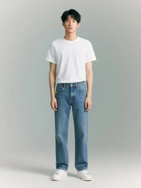 Men's Jeans Casual Straight Stretch Fashion Classic Blue Black Work Denim Trousers Male Brand Clothing