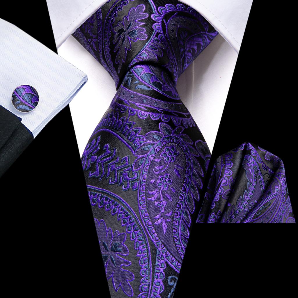 Hi-Tie Blue Business Solid 100% Silk Men&#39;s Tie NeckTie 8.5cm Ties for Men Formal Luxury Wedding High Quality Gravata