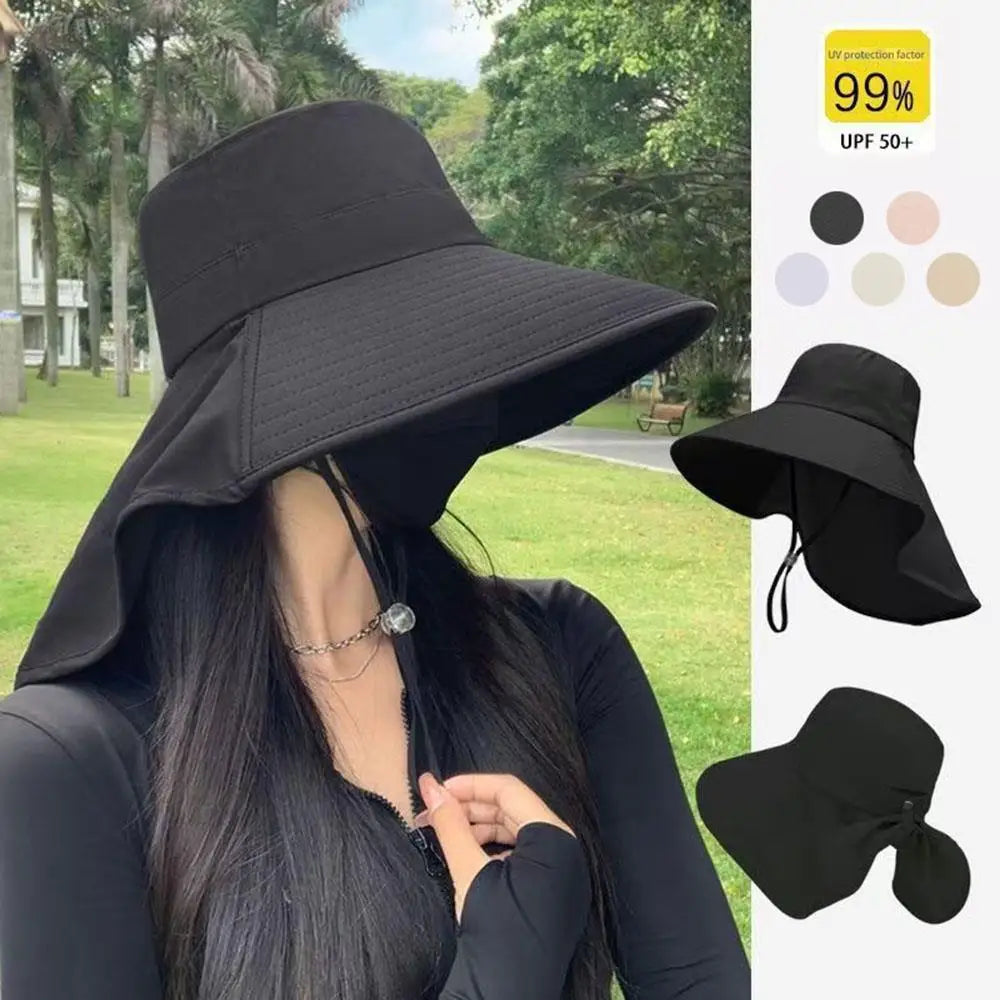 Women Sun Hat Anti-UV UPF 50+ Hiking Fishing Hats Wide Brim Foldable Summer Beach Hat with Neck Cover Outdoor Visor Caps