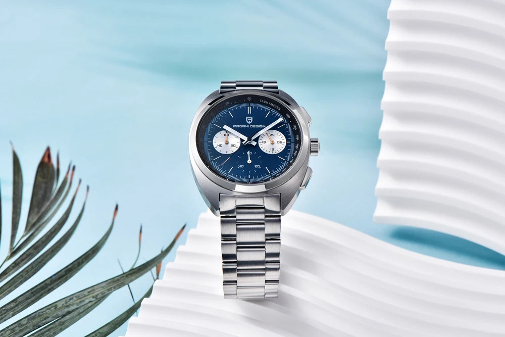 PAGANI DESIGN 2024 Retro Luxury Men's Watches Sports Chronograph VK63 Quartz Watch For Men AR Sapphire Waterproof Leather Clock