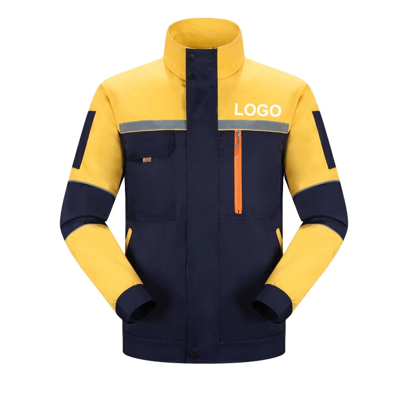 Mens Factory Work Shirt Uniform Long Sleeve Turn-Down Collar Workwear Motor Mechanic Repair Workshop Two-pocket T-shirts Tops
