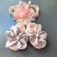 Baby Headband Sock Set, Soft and Comfortable Headband, Baby Crown Flower Headband, CHILDREN'S Boat Socks, Floor Socks