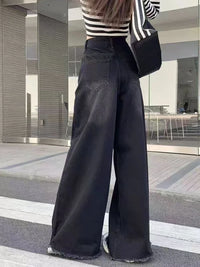 Wide Leg Jeans Women Denim Pants Vintage Straight Trousers Autumn Spring Fashion Female Black Casual Jeans Wide Leg Pants