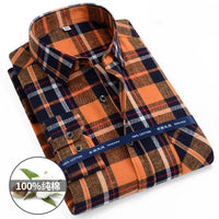 S-11XL Plaid Flannel Shirts For Men's Long Sleeve Cotton Fashion Design Young Casual Standard-Fit Thick Man Shirt Blouse Clothes
