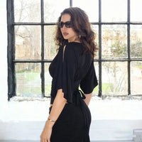 2026 Deep V-neck Design Sense Two Wear Sleeves Short-sleeved T-shirt Women's Summer Strap Design Waist Slim Jacket