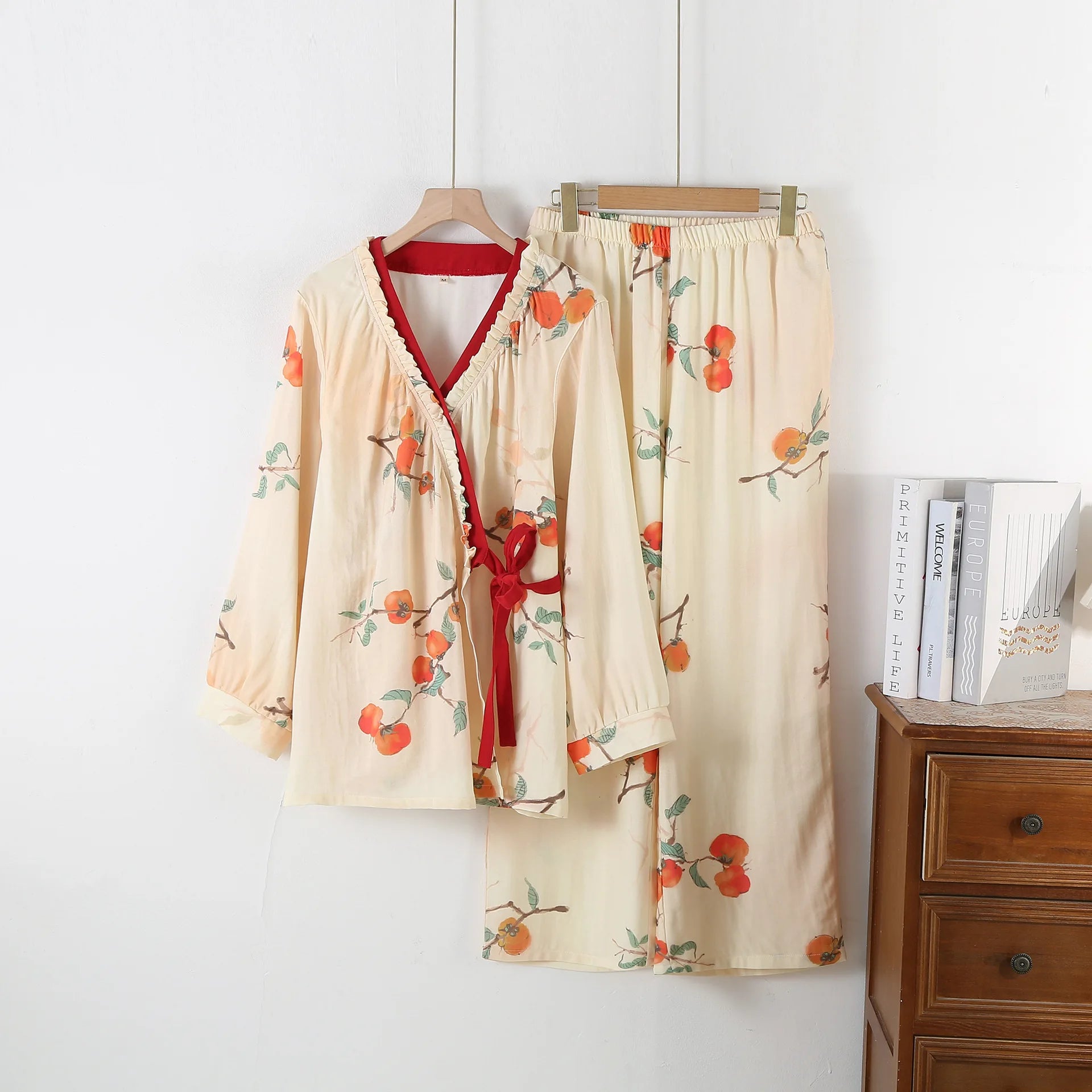 Spring and Summer Thin Cotton Wrinkled Gauze Antique Style Large Size Simple Diagonal Collar Long Sleeved Clothes for Women