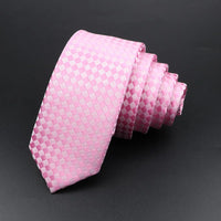 Men's Classic Skinny Stripe Necktie Red Navy Blue Ties Jacquard Woven Solid Plaid Dots Tie Daily Wear Cravat Wedding Party Gift