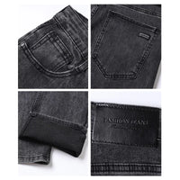 Men Casual Stretch Jeans Male 2025 New Fashion Classic Business Straight Leg Smoke Gray Work Denim Trousers Brand Clothing