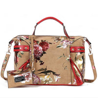 Designer Floral Women's Tote Handbags Elegant Flowers Colorful Hobos PU Leather Bags New