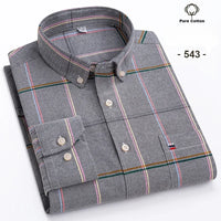 New in shirt Plus size 7xl 100%cotton Oxford long-sleeve shirts for man slim fit formal plain shirt plaid office elegant clothes