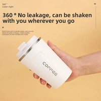 Durable Vacuum Insulated Coffee Travel Cup Stainless Steel Thermos Leak Proof Double Wall Matte Design Keeps Drinks Hot Cold