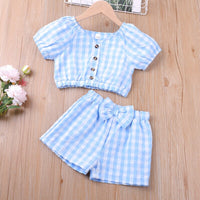 Humor Bear  Summer Girl Clothes Sets 2Pcs Fashion Navy Short Sleeve +Pleated Skirt Kids Clothes Suit Cute Toddler Clothes